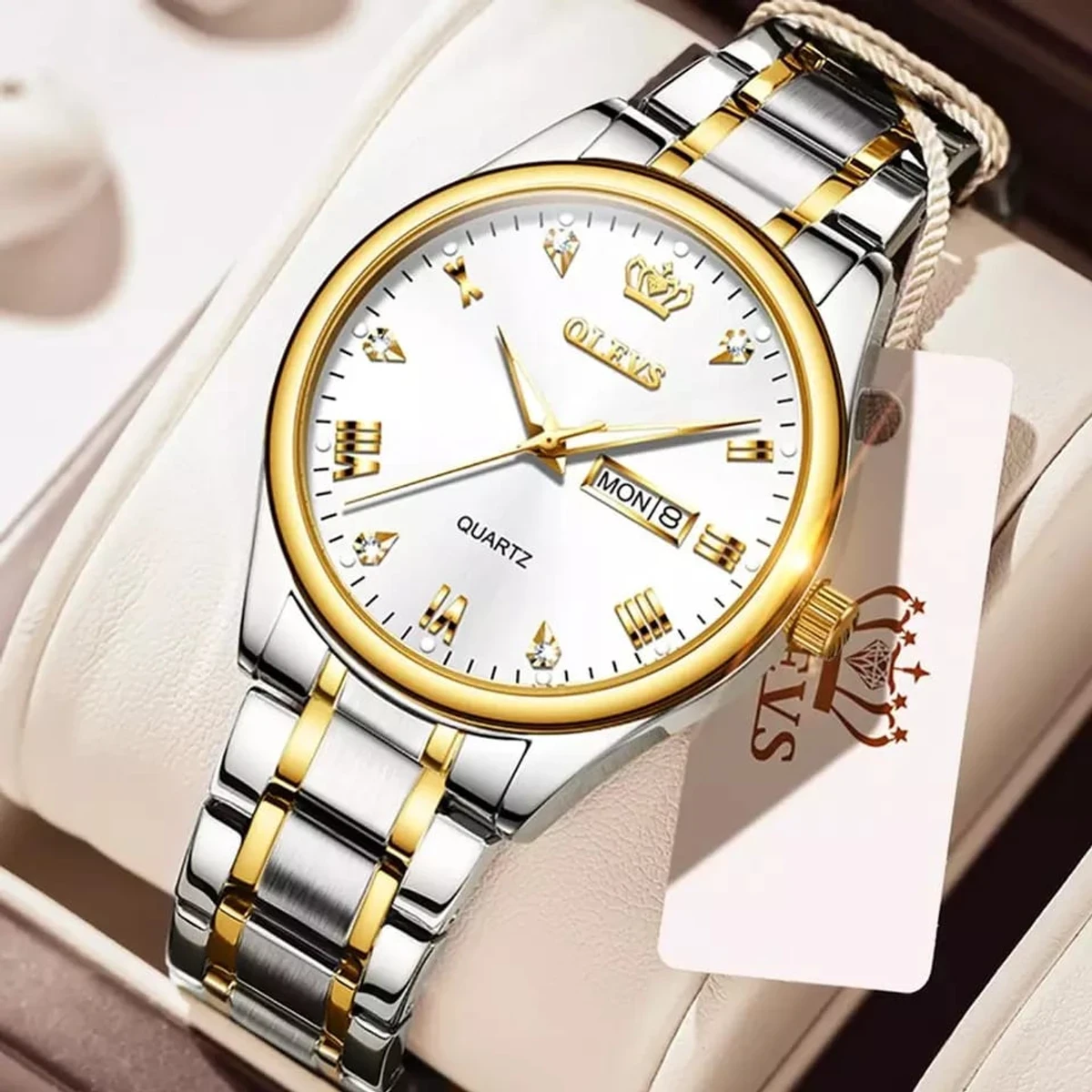 OLEVS 5563 premium quality waterproof Watch for men- Silver & Golden