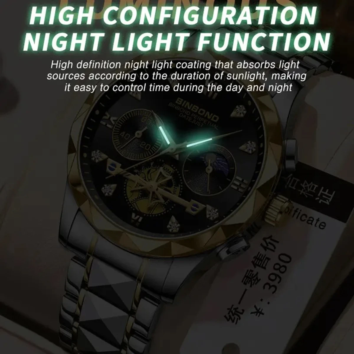 New Luxury Watch For Men Stainless Steel Waterproof Business Sport Wristwatches- Silver,Green