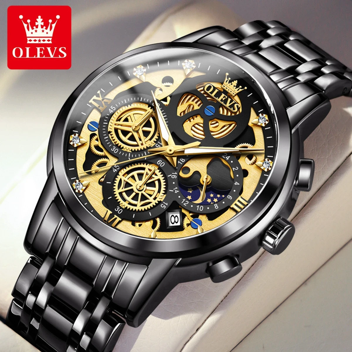 OLEVS Top Quartz Men's Brand Watch Luxury Watch Style Men's Watch- Black